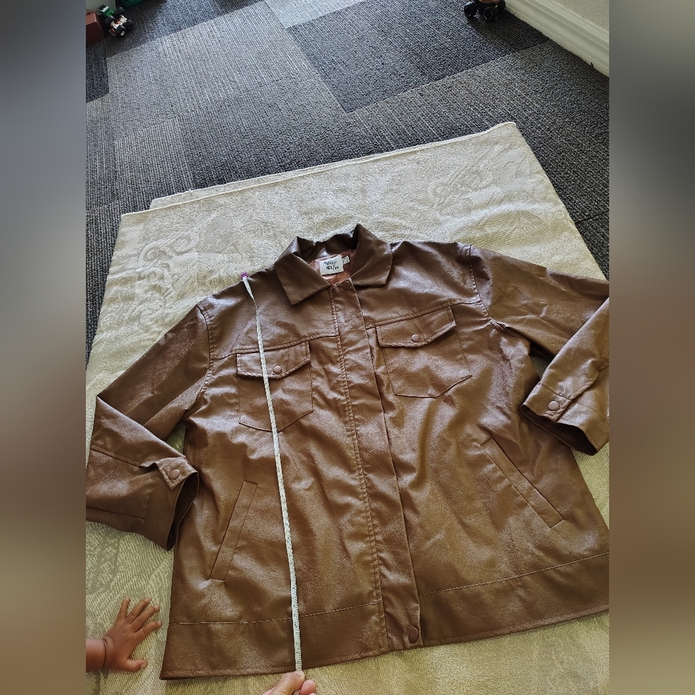 Princess Polly Brown Faux Leather Overshirt Jacket - Picture 2 of 7